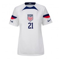 Camiseta Estados Unidos Timothy Weah #21 Primera Equipación para mujer Mundial 2022 manga corta